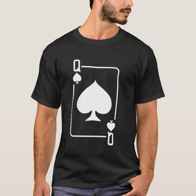 Camiseta Rainha das Espadas Jogando Cartões de Halloween Da (Frente)