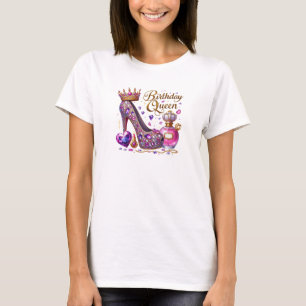 Camiseta Rainha de aniversário de salto alto de glamour chi
