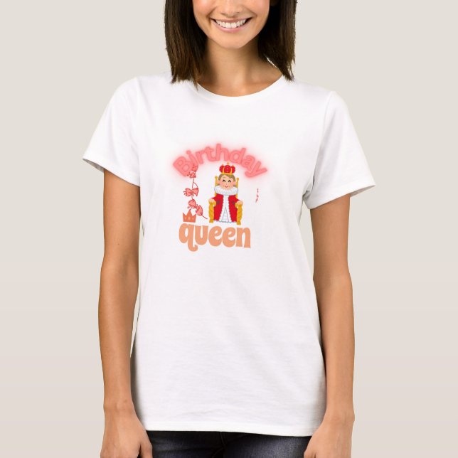 Camiseta Rainha de Aniversário - Design da Celebração Real (Frente)
