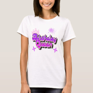 Camiseta Rainha de Aniversário Gradiente Roxo Look Grafite