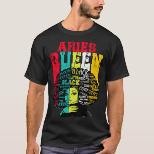Camiseta Rainha de Áries Orgulho de Áries Mulher Negra Afro