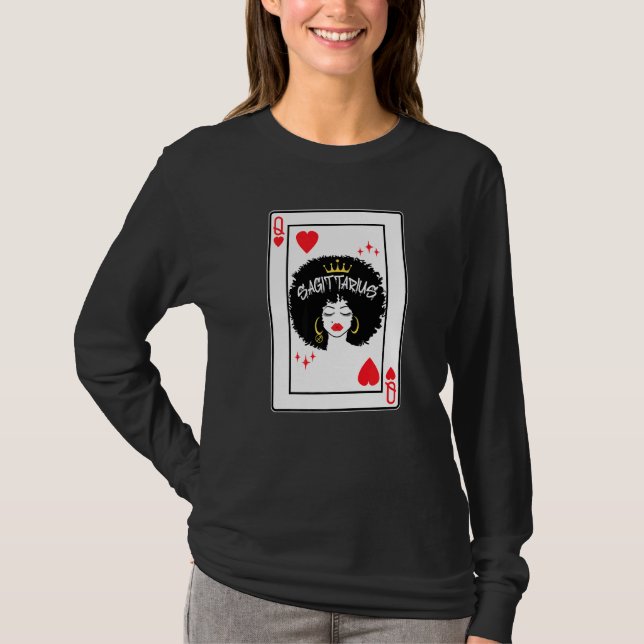 Camiseta Rainha de Copas de Cartas de Blackjack de Sagitári (Frente)