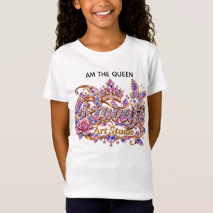 Camiseta Rainha de Cristal Elegância Floral Rosa