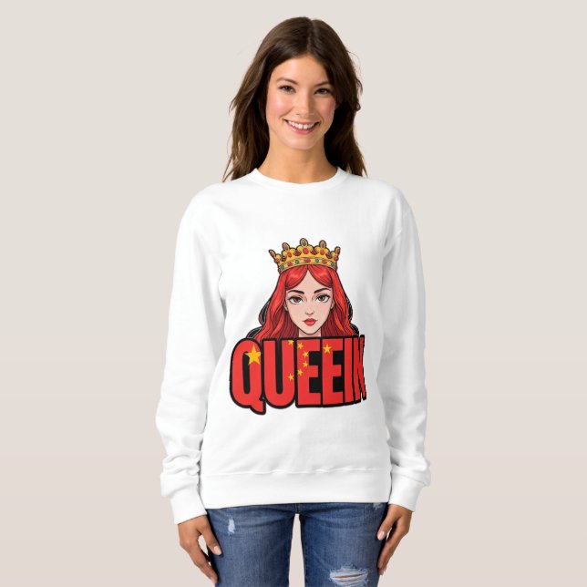 Camiseta Rainha de Desenho Animado Com Coroa (Frente Completa)