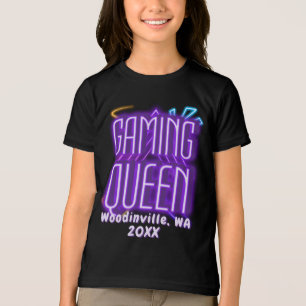 Camiseta Rainha de Jogos Personalizada para Nome da Data de