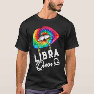 Camiseta Rainha de Libra de Tie Dye Lábios Zodíaco Outubro 