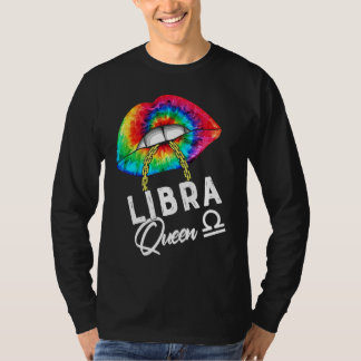 Camiseta Rainha de Libra de Tie Dye Lábios Zodíaco Outubro 