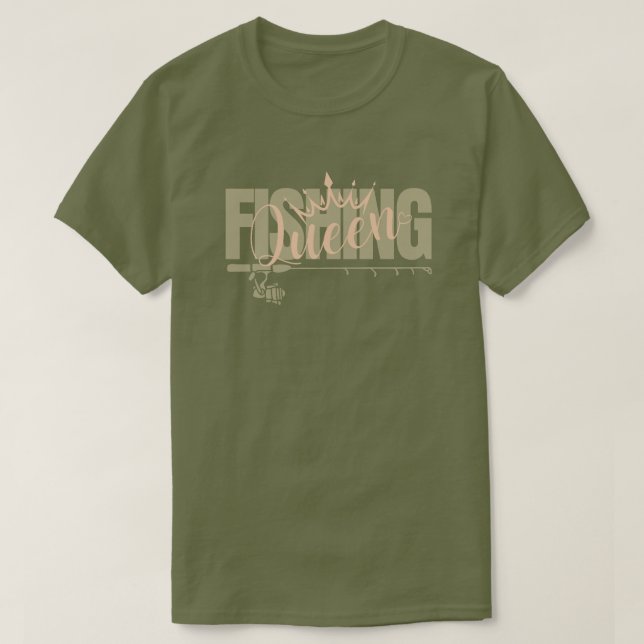 Camiseta Rainha de pesca | militar - rosa (Frente do Design)