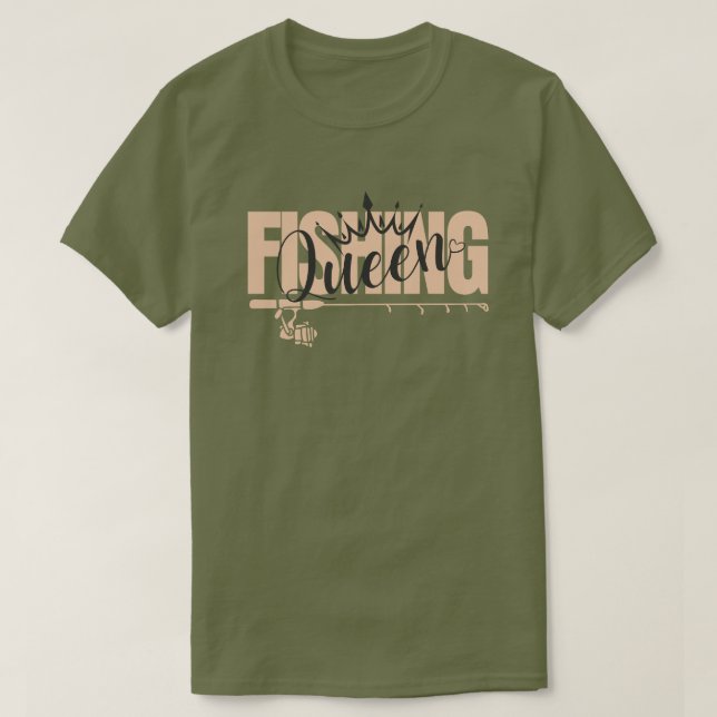 Camiseta Rainha de pesca | Rosa - preto (Frente do Design)