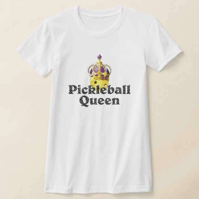 Camiseta Rainha de Pickleball, Bola Amarela Roxa, Coroa Dou (Postura )