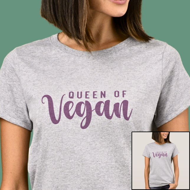 Camiseta Rainha de Vegan Rosa em Cinzas (Criador carregado)