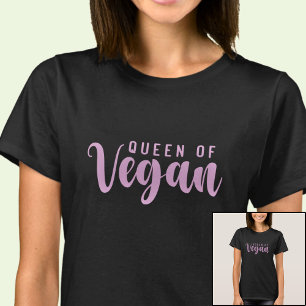Camiseta Rainha de Vegan Rosa em Preto