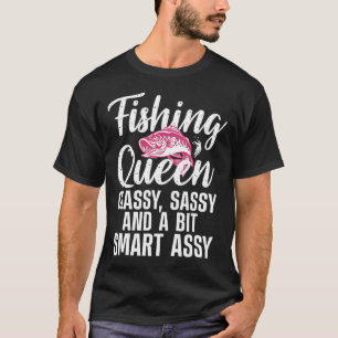 Camiseta Rainha Design De Pesca Engraçada Para Mulheres Moç