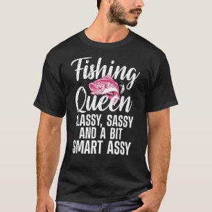Camiseta Rainha Divertida da Pesca Para Mulheres Senhoras A