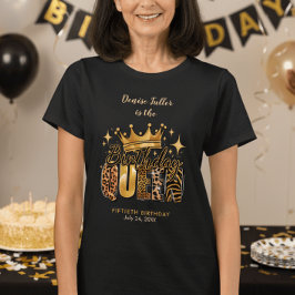 Camiseta Rainha do Aniversário Divertida Leopardo Cinquenta