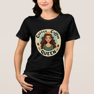 Camiseta Rainha do Café: Mulher Regal com Coroa e Café