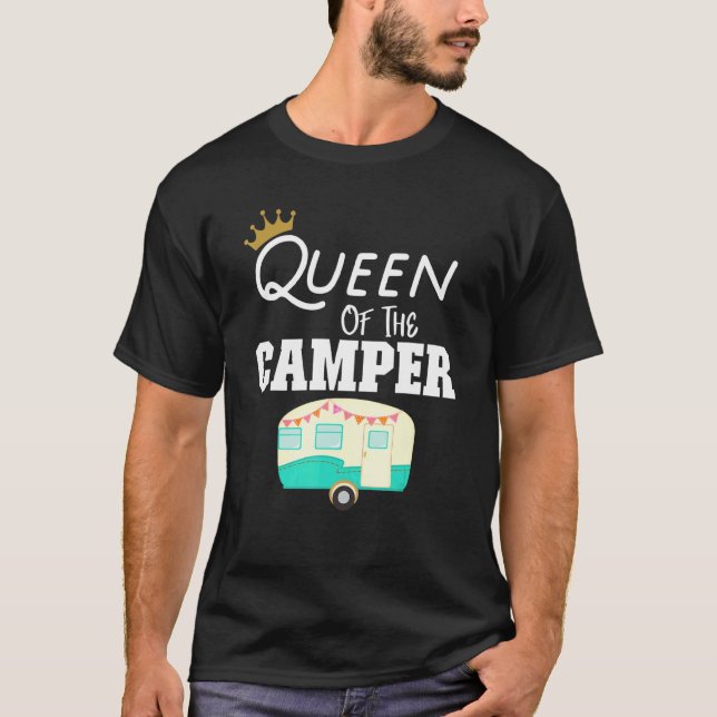 Camiseta Rainha Do Camper Rv Camping Happy Camper (Frente)