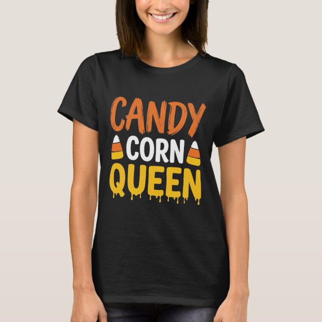Camiseta Rainha do Candy Corn Gráfico de Halloween_1 (Frente)