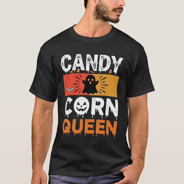 Camiseta Rainha do Candy Corn Halloween SVG Design (Frente)