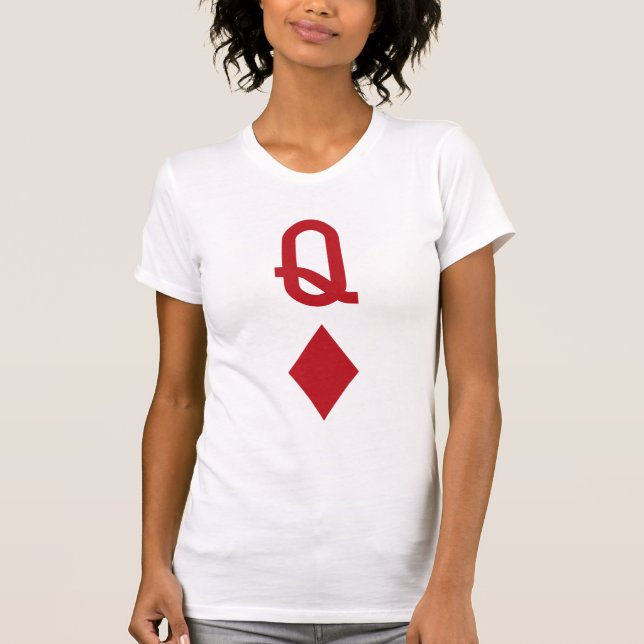 Camiseta Rainha do cartão de jogo vermelho dos diamantes (Frente)