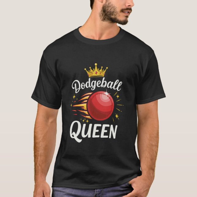 Camiseta Rainha do Dodgeball com Coroa e Desenho de Bola Ve (Frente)
