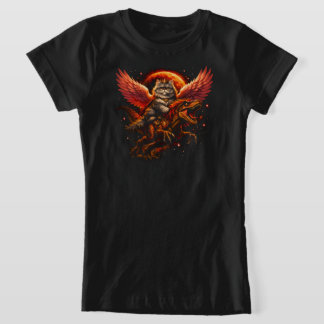 Camiseta Rainha do gato em um T-Rex alado no espaço