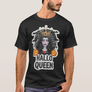 Camiseta Rainha do Hallo no Halloween com morcegos e abóbor
