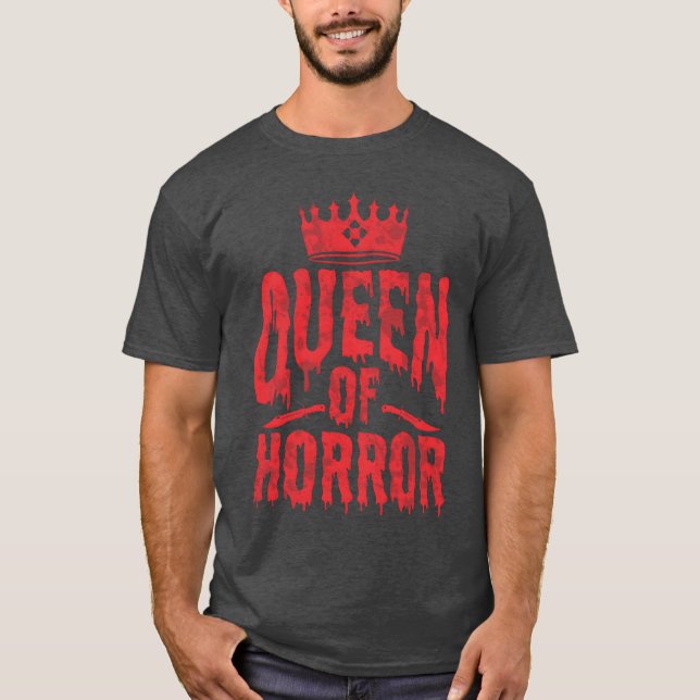 Camiseta Rainha Do Horror Para Filmes Assustadores No Dia D (Frente)