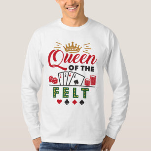 Camiseta Rainha do Jogador de Pôquer de Feltro Mulheres