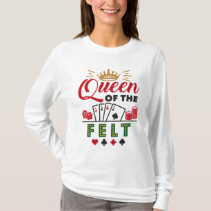 Camiseta Rainha do Jogador de Pôquer de Feltro Mulheres