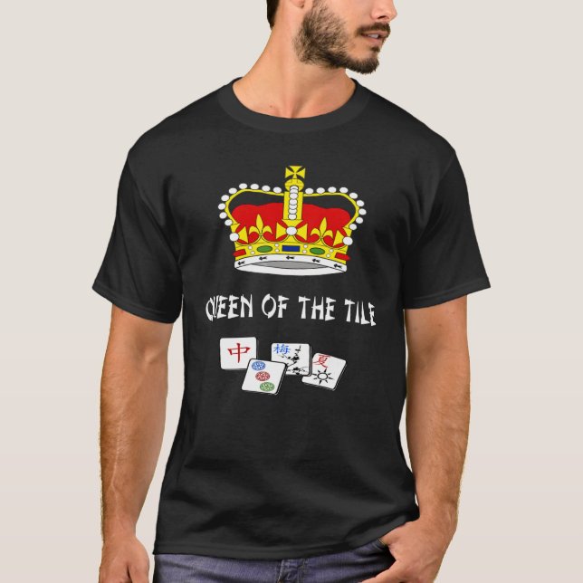 Camiseta Rainha Do Jogo Da Diversão Do Azulejo Mahjongg 1 (Frente)