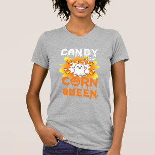 Camiseta Rainha do Milho Doce Halloween Morcegos Fantasmas