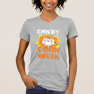 Camiseta Rainha do Milho Doce Halloween Morcegos Fantasmas 