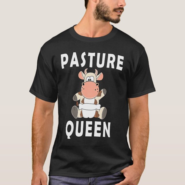 Camiseta Rainha do Pasto Bezerro Bebê Vaca Com Fraldas (Frente)