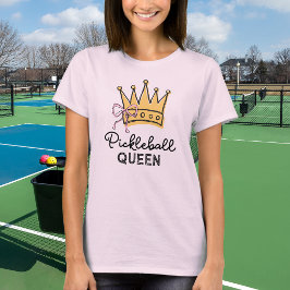Camiseta Rainha do Pickleball Retro Rosa Monograma Feminino