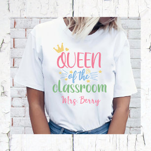 Camiseta Rainha do professor de sala de aula adicione seu n