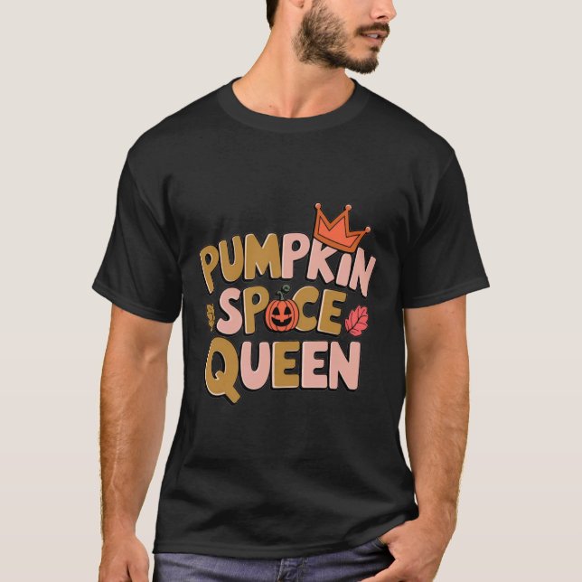 Camiseta Rainha do Tempero de Abóbora Divertida e Assustado (Frente)