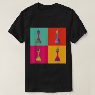 Camiseta Rainha do Xadrez Colorida da Pop Art