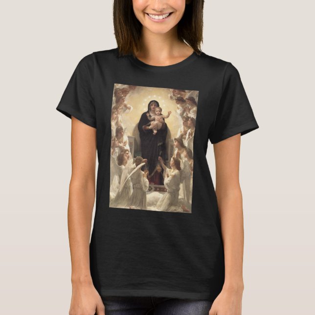 Camiseta Rainha dos Angels Regina Angelorum, de Bouguereau (Frente)