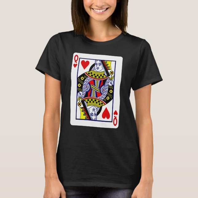 Camiseta Rainha dos Corações das cartas de jogar tradiciona (Frente)