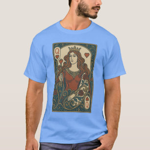 Camiseta Rainha dos Corações — Retrato de Arte Nouveau Rose