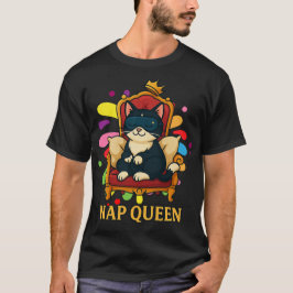Camiseta Rainha dos Naps - Design de Gato Louco