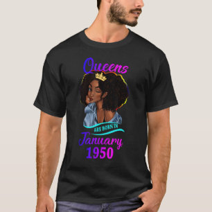 Camiseta Rainha é Nascer em Janeiro de 1950 Feliz 73º anive