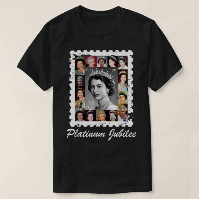 Camiseta Rainha Elizabeths Platinum Jubilee 70 anos Celebra (Frente do Design)