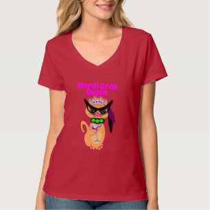 Camiseta Rainha engraçada do gato do gatinho do carnaval