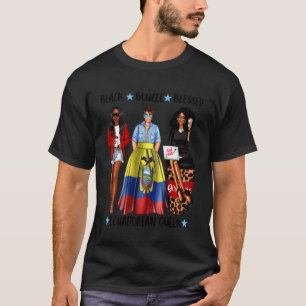Camiseta Rainha Equatoriana Benta Bougee Preta Bandeira do