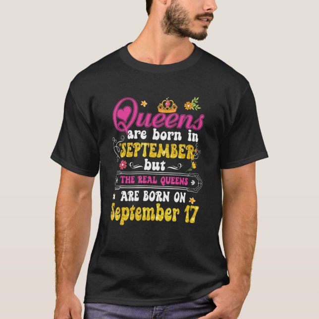 Camiseta Rainha foi Nascer em 17 de setembro Feliz aniversá (Frente)