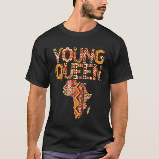 Camiseta Rainha Jovem Mapa da África Padrão Kente História 