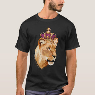 Camiseta Rainha Leoa Grande Felino Coroada Família Leoa