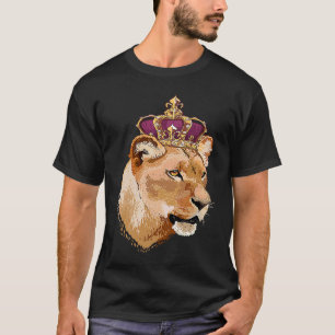 Camiseta Rainha Leoa Grande Felino Coroada Família Leoa